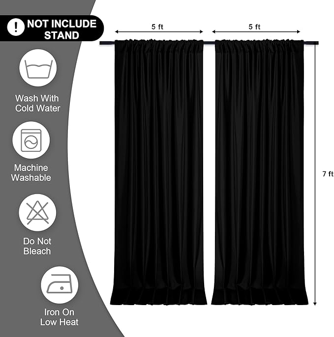 DWCN 10x7 FT Black Backdrop Curtains - Image 2