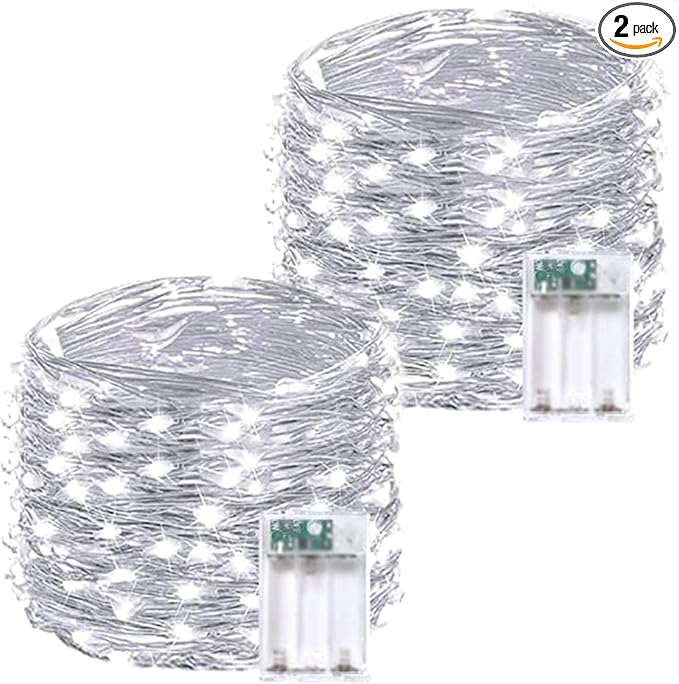 2 Pack 20FT 60LED Battery Operated Fairy Lights by BOSSERN