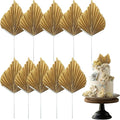 10PCS Paper Palm Fan Cake Toppers Palm Spear Leaves Fan Cupcake Toppers Craft by Thinslimer