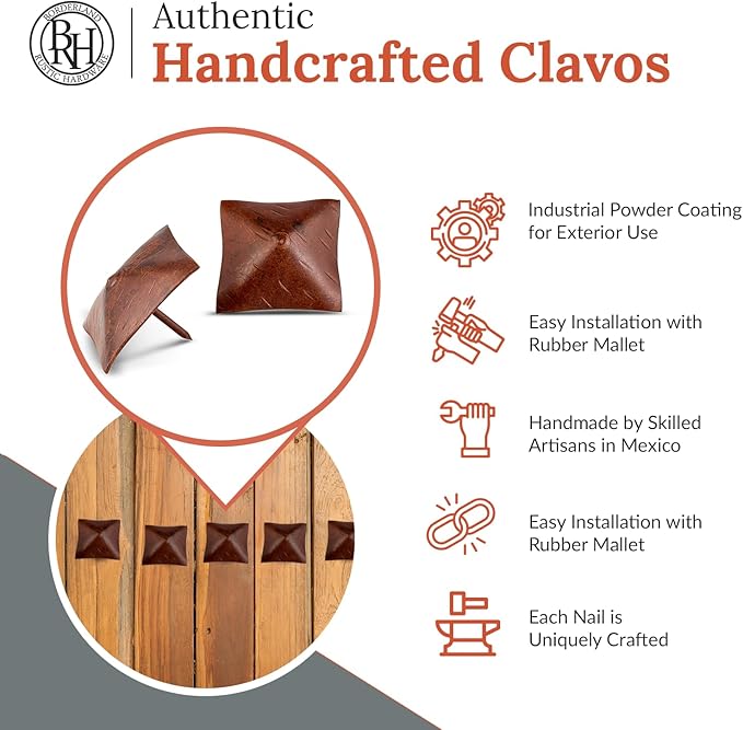 10 Pack 2" Square Head Iron Clavos Decorative Nails – Sealed Rusted – Handmade - Image 2