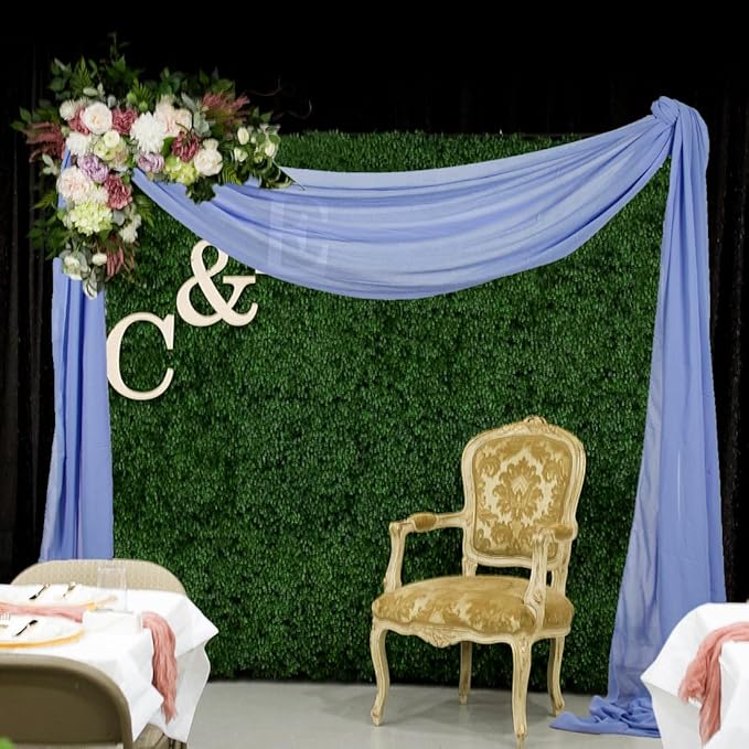 Wedding Arch Draping Fabric 20 Ft Periwinkle Color Chiffon Drapes - Image 5