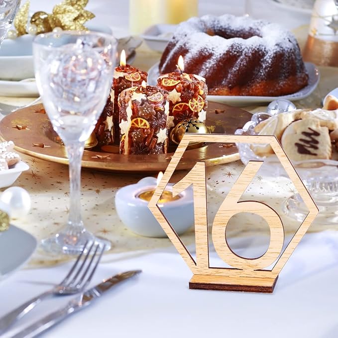 Wooden Table Numbers, Hexagon Shape 1-20 Wedding Table Numbers - Image 6