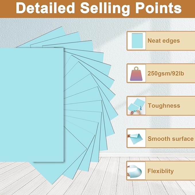 120 Sheets Light Blue Cardstock 8.5 x 11 Craft Paper, 250gsm/92lb Heavyweight - Image 3