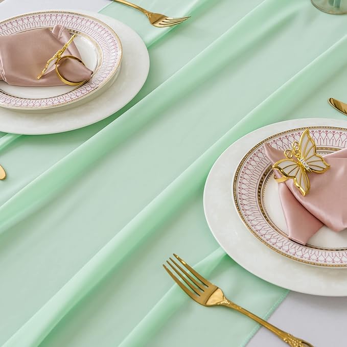 12Pack 9ft Chiffon Table Runner14x108 Inch Sheer Romantic Table Runner - Image 4