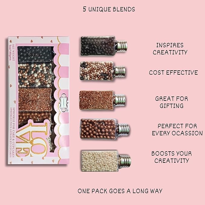 Confect Sprinkle Mix – Elegant Black, Bronze & White Sugar Pearls - Image 9