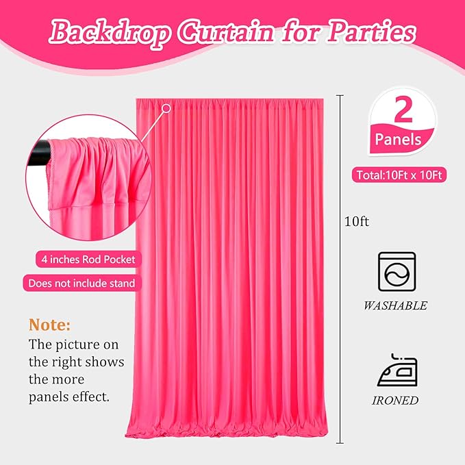 10 x 10 Feet Pink Backdrop Curtain - Image 2