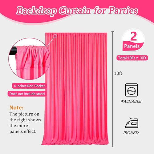 10 x 10 Feet Pink Backdrop Curtain - Image 2