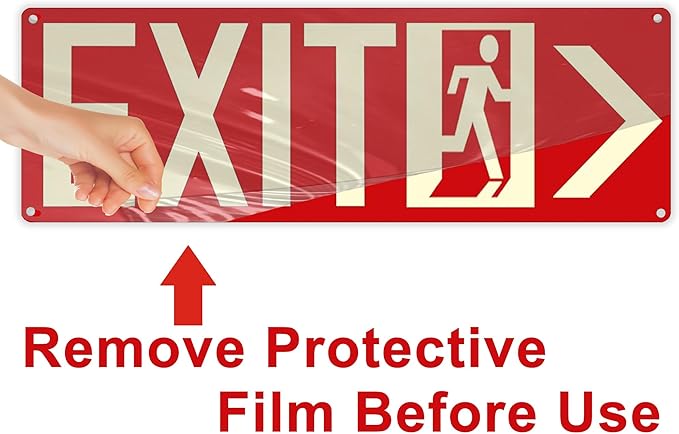 Photoluminescent Exit Signs, 14x5 inches, Self-Adhesive Aluminum, Left and - Image 4
