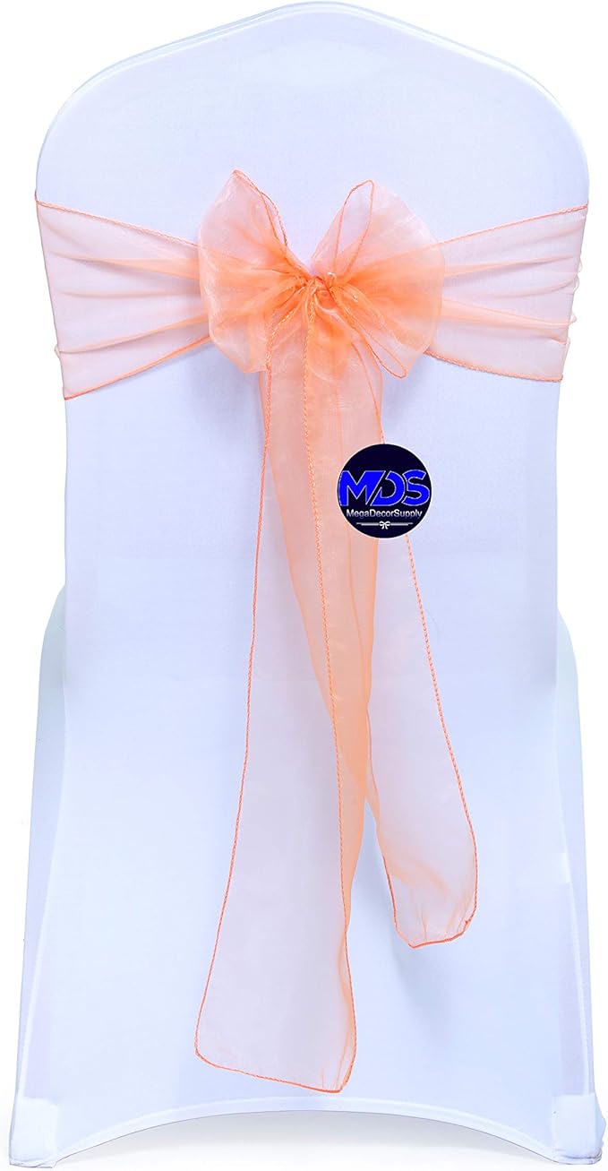 MDS Pack of 200 PCS Organza Chair Sashes Wider Dining Chair Bows Ribbon Tie Back by MDS