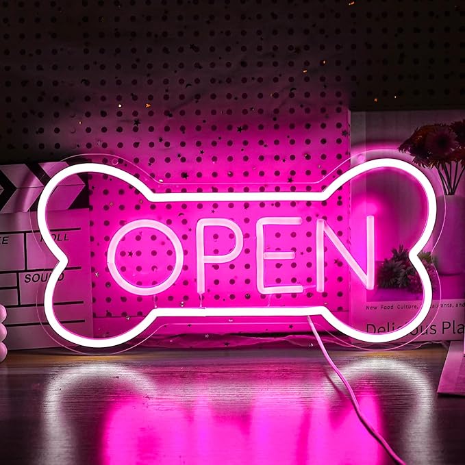 Led Neon Open Sign For Business, Dog Bone Neon Sign Art Pet Shop, Welcome Sign - Image 2