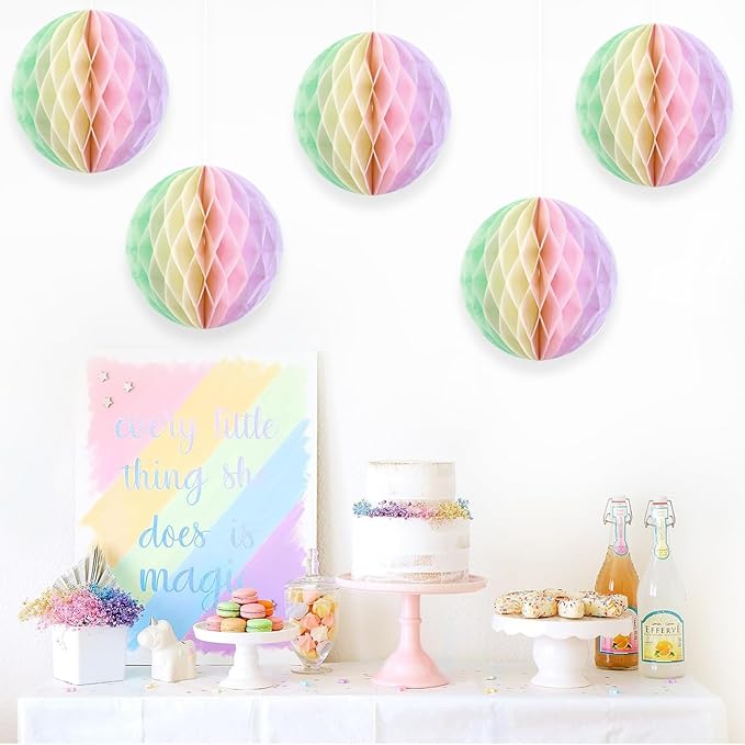 Pastel Hanging Honeycomb Ball, Rainbow Party Decorations，Pastel Birthday Party - Image 6