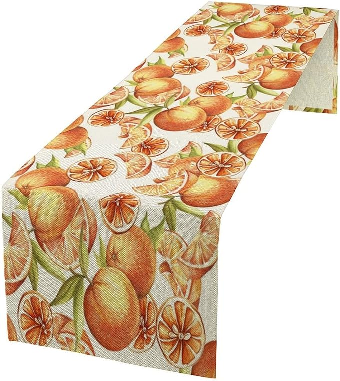 Spring Summer Orange Citrus Table Runner Sweet Fruit Botanical Print Little by SHElifestyle