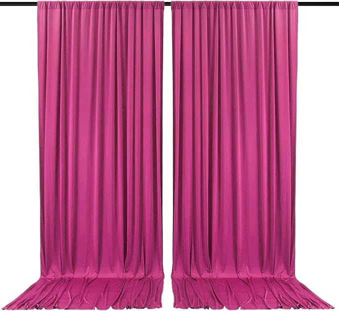 2 Panels Fuchsia Backdrop Curtain, 10 x 7 Feet Background Curtains by Zankubom