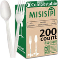 MISISIPI 100% Compostable Forks and Spoons Utensils Cutlery Silverware by MISISIPI