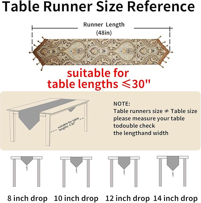 Luxury Vintage Design Table Runner 48 inches Long Embroidery Jacquard Fabric - Image 2