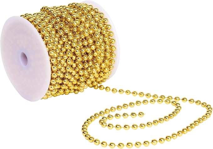 Faux Gold Pearl Beads Garland - 6mm Christmas Tree Beads 22 Yards Spool Pearl - Image 7