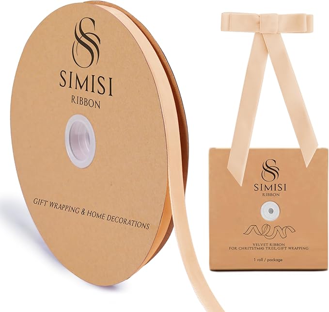 Champagne Velvet Ribbon 3/8'' 25 Yards by SIMISIRIBBON