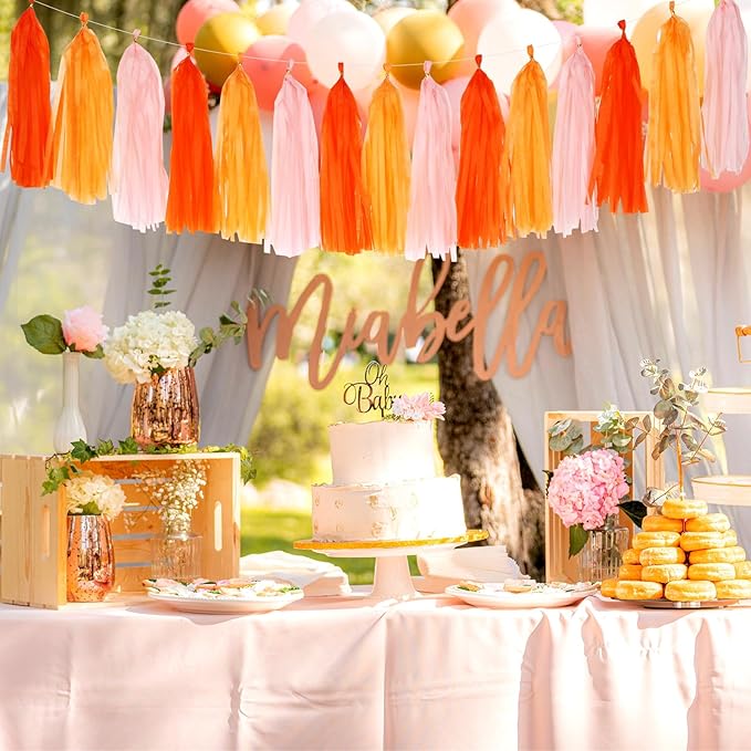 Fall-Boho Pink-Orange Thanksgiving Party-Decorations - Image 6