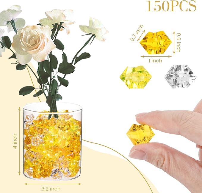 DomeStar Yellow and Orange Fake Ice, Crushed Ices Plastic Gems Vases Fillers - Image 4