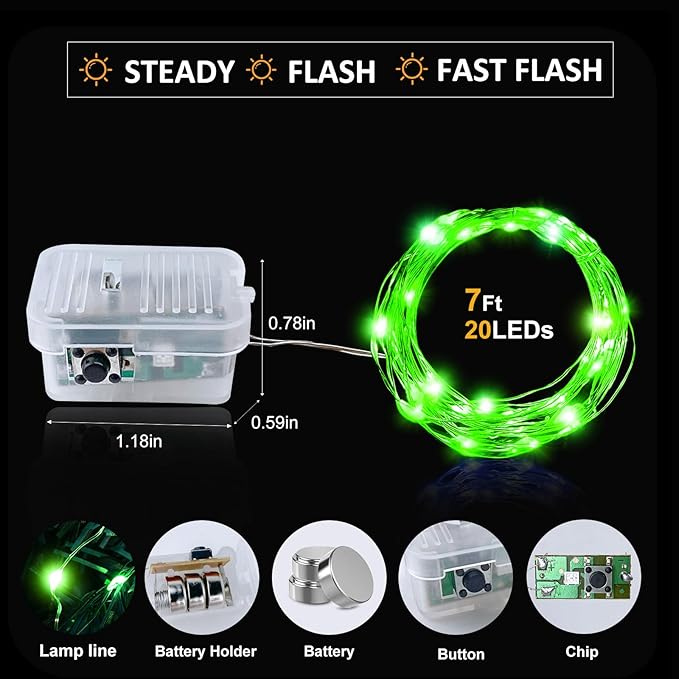 Aogist Led Fairy Lights 3 Modes Battery Operated String Lights Waterproof - Image 3