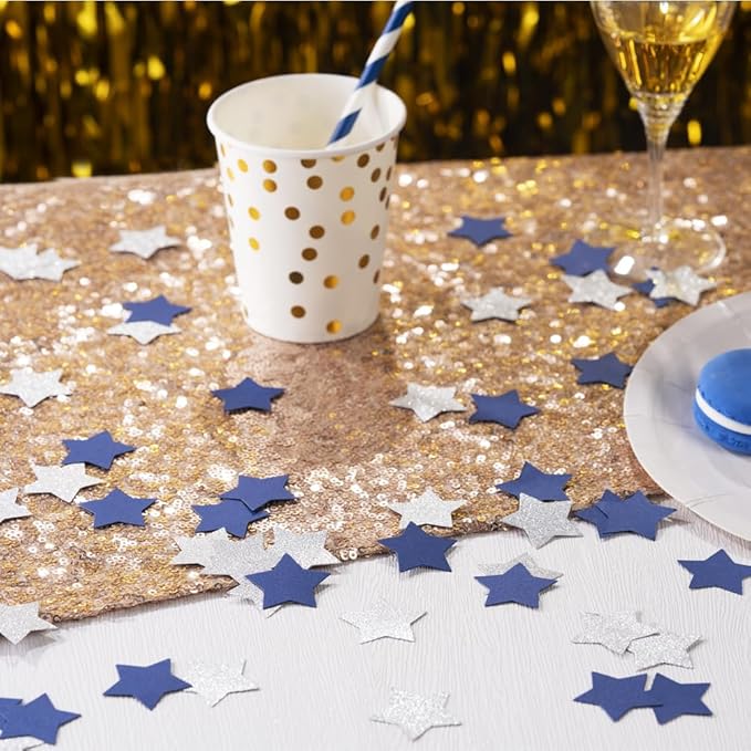 MOWO Blue and Silver Star Confetti Table Decoration - Image 2