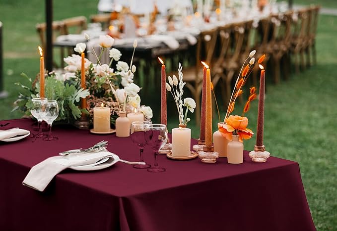 10 Packs Satin Tablecloth 57 x 108 Inch Burgundy Rectangular Table Cloth Silk - Image 7