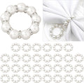 30Pcs Pearl Napkin Rings, Round Napkin Buckles Wedding Beaded White Napkin by Unknown