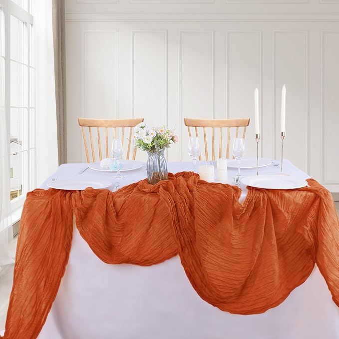 16PCS Orange Cheesecloth Table Runner - 10FT x 35x120Inch Boho Gauze Cheese - Image 6