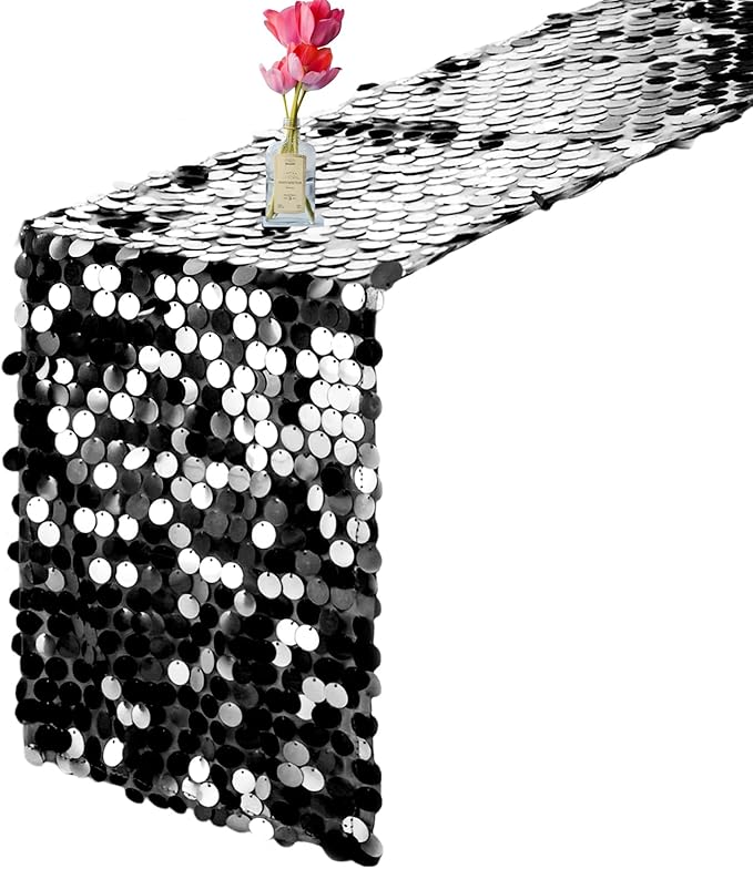VHH Sequin Table Runner 12 x 108 inches Black Table Runner, Glitter Runner - Image 9
