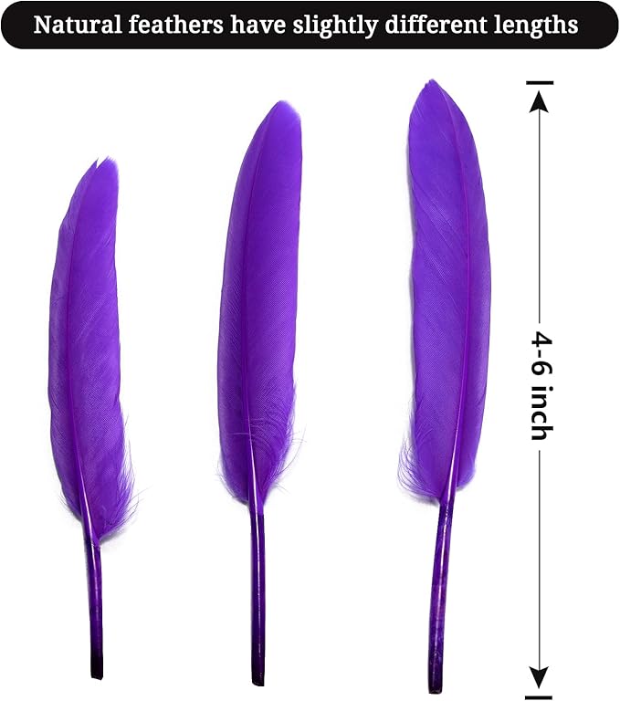 FeelfunFeather 120pcs Purple Goose Cochettes Feather Natural Bulk 4-6 inch - Image 2