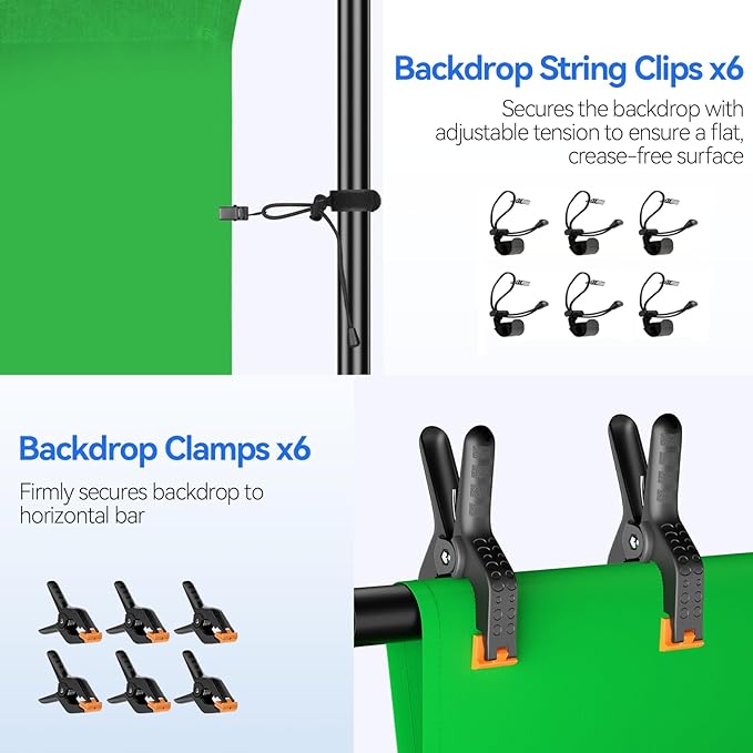 EMART Photo Video Studio 7 x 10ft Green Screen Backdrop Stand Kit, Photography - Image 6