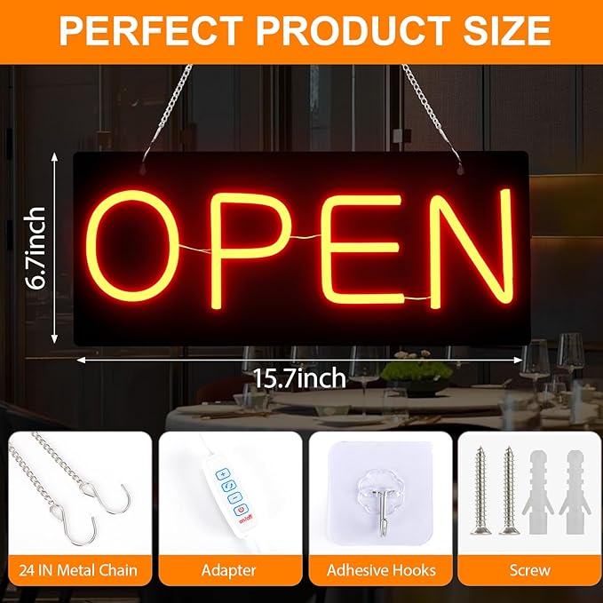 Led Open Sign for Business, OPEN and Close Double sided switching, Powered by - Image 3