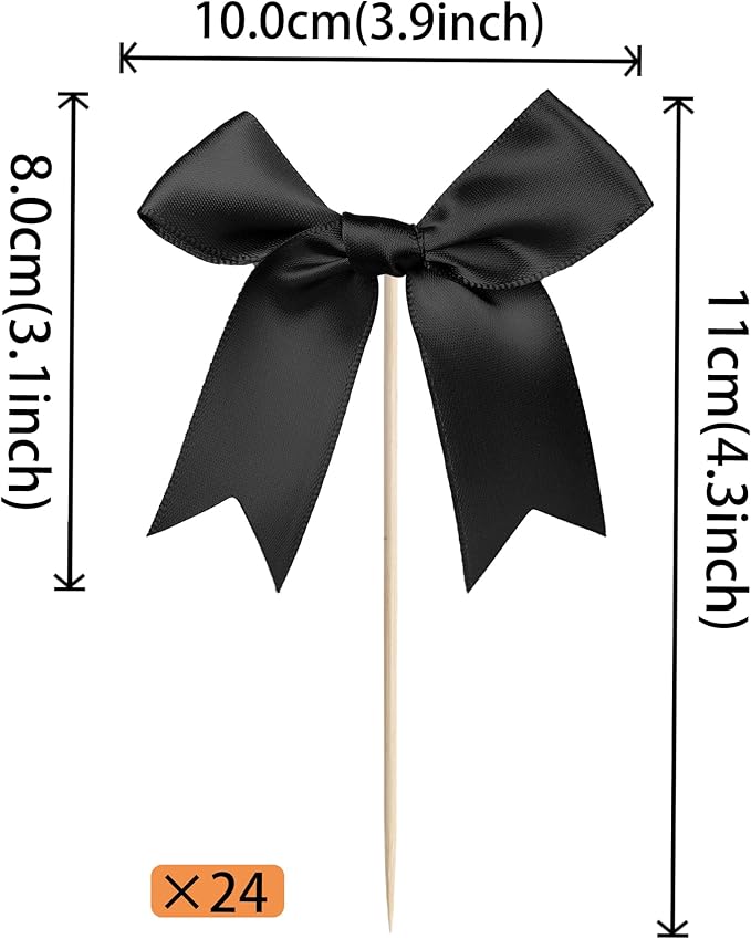 24 PCS Bow Cupcake Toppers Bowknot Cake Toppers Bow Cupcake Picks Bowknot - Image 2