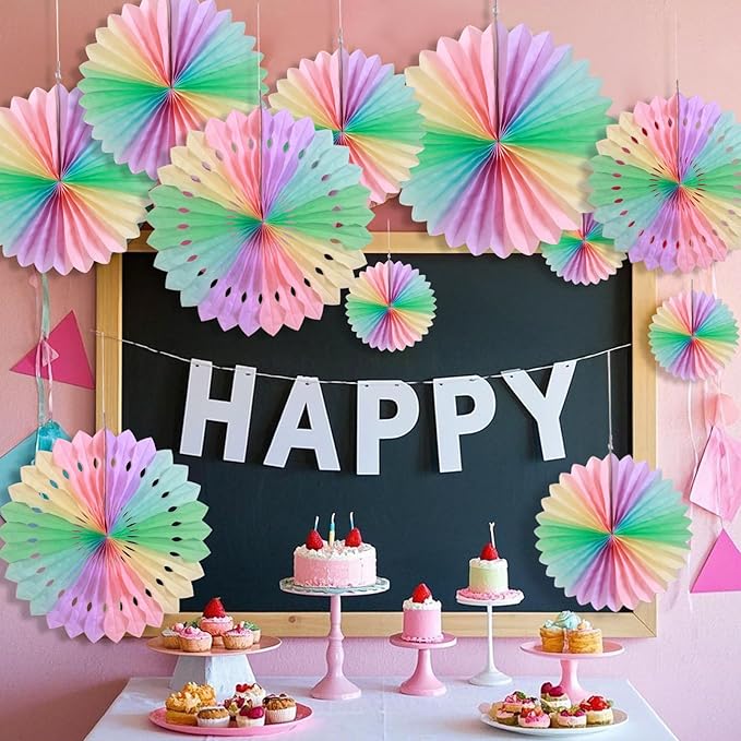 SUNBEAUTY Paper Fan, Pastel Flowers, Decor - Image 6