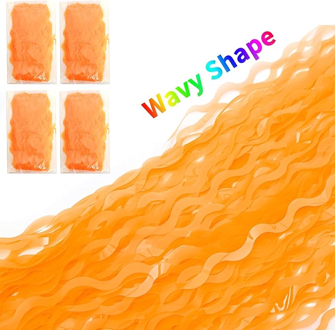 4 Pack Wavy Orange Foil Fringe Curtain Party Decorations - Image 3