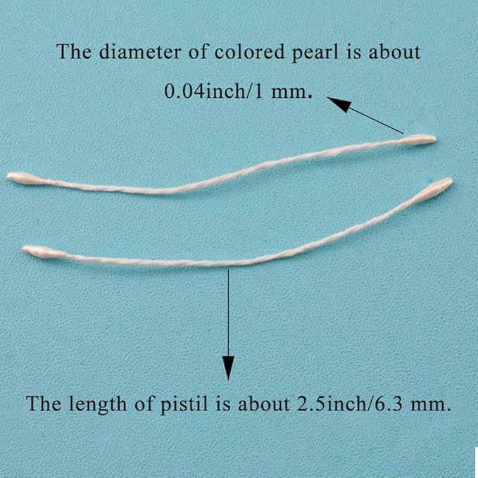 HAHIYO 1000Pcs 1mm White Pearl Double Head Flower Pistil - Image 2