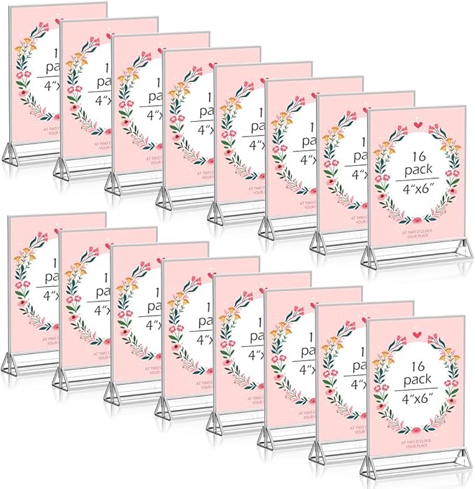 16 Pack 4x6 Clear Acrylic Sign Holders by Adboros
