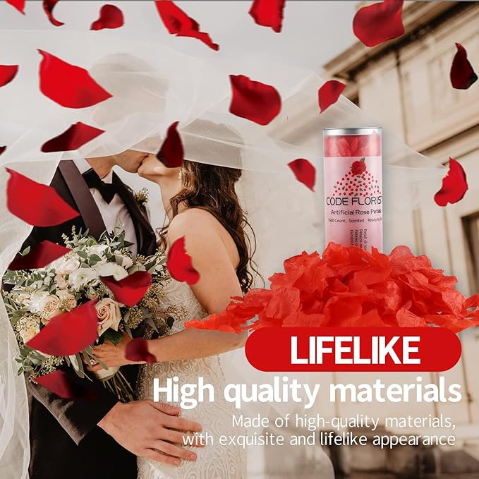 CODE FLORIST 1100 PCS Red Silk Rose Petals - Image 5