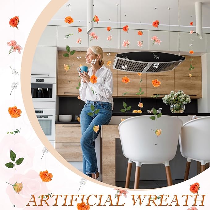 XunYee 6 Pcs 35.4 ft Flower Garlands Hanging Wildflower Backdrop Decoration - Image 6