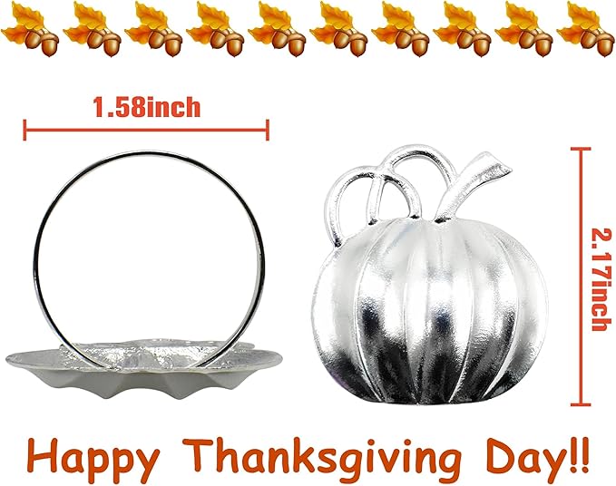 Halatool Pumpkin Napkin Rings Set of 12, Alloy Fall Napkin Rings Thanksgiving - Image 2