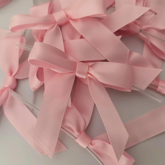 50pcs 2.5" Light Pink Polyester Satin Ribbon Bows - Image 9