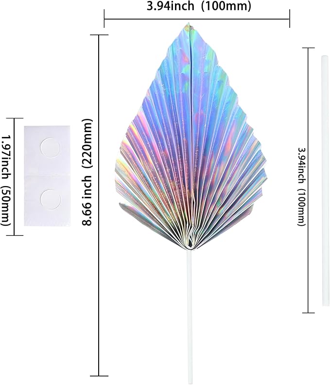 Ephlyn 6Pcs Paper Palm Leaves Fan Cake Toppers Palm Leaf Fan Cake Picks Craft - Image 2