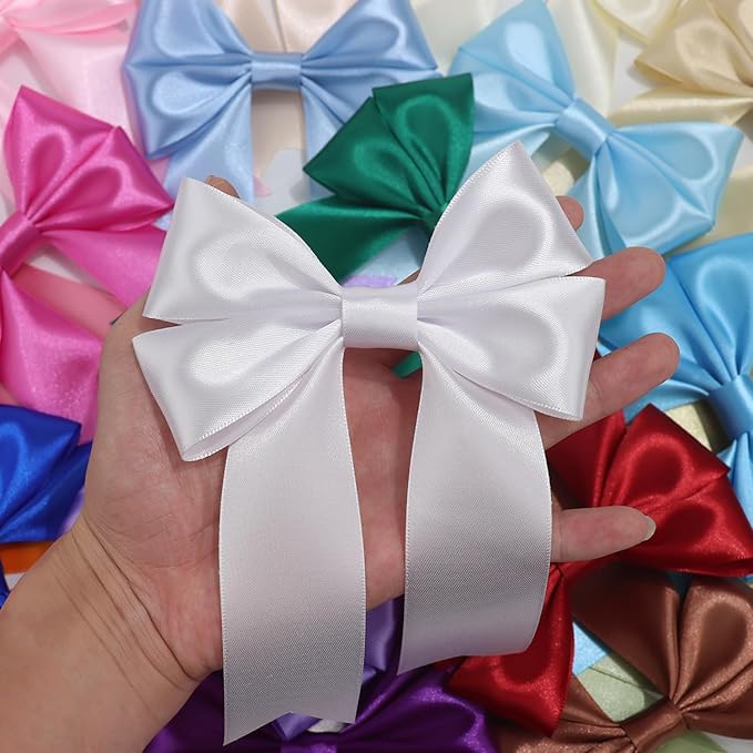 White Solid Satin Ribbon 1-1/2 Inch 25 Yards Solid Polyester Fabric Ribbon - Image 7