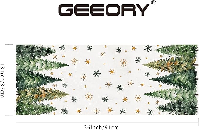 GEEORY Christmas Table Runner 13x36 Inch, Xmas Tees Snowflakes Holiday - Image 7