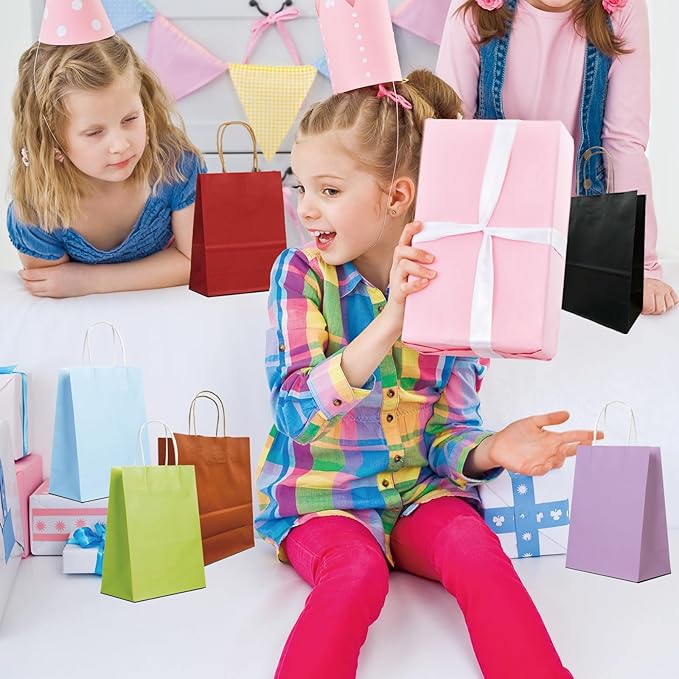 BAG BOX 25 Pack Small 5.9x3.1x8.25 Inch Green Kraft Paper Gift Bags - Image 6