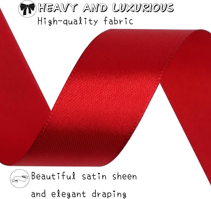 Deep red Solid Satin Ribbon 1 Inch 25 Yards Solid Polyester Fabric Ribbon - Image 4