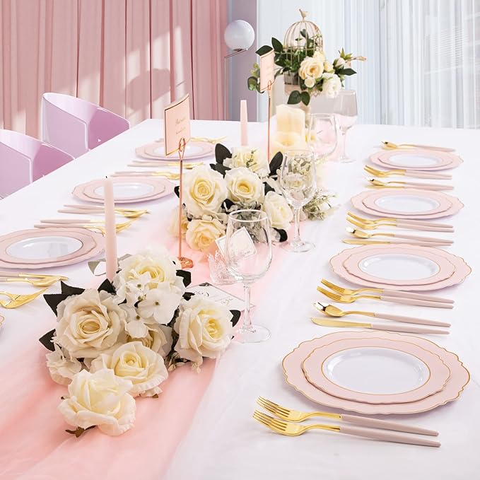 Rubtlamp 90Pcs Gold Plastic Silverware, 60 Plastic Forks and Spoons - Image 6