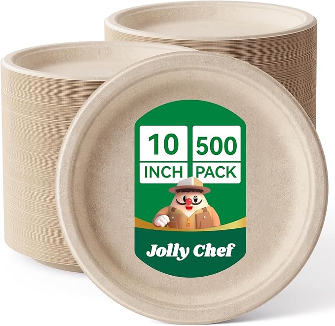 JOLLY CHEF Compostable Heavy Duty Plates   Eco-Friendly Disposable by JOLLYCHEF