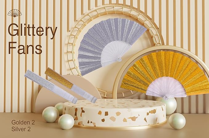 HUNANBANG Glitter Folding Hand Fan - Image 5