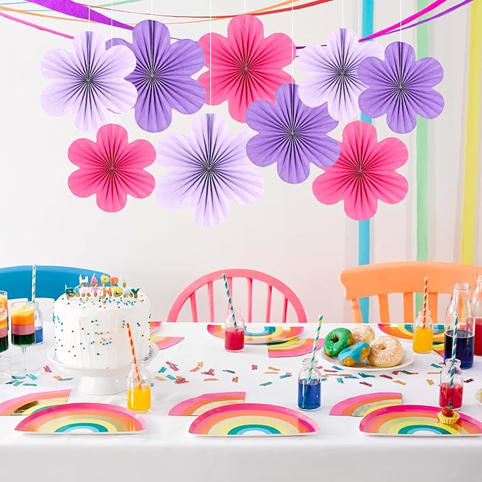 SUNBEAUTY Flower Party Decorations Paper Fans Classroom Decoration Paper Floral - Image 5